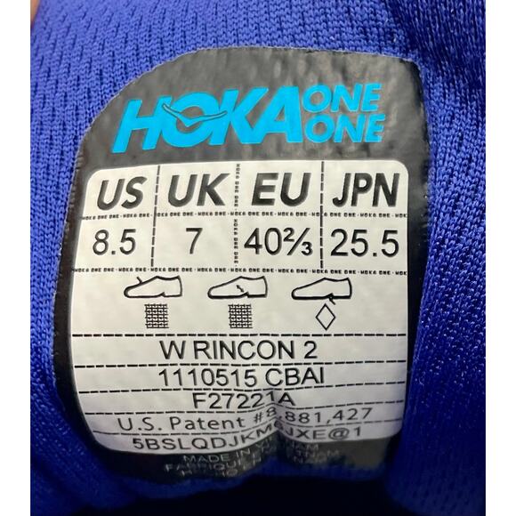 HOKA ONE ONE Rincon 2 Sz 8.5 Blue/Artic Ice Running Shoe - Picture 8 of 8